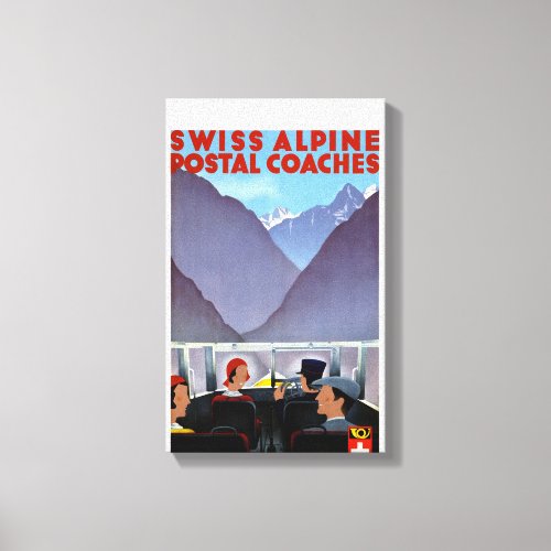 Switzerland Vintage Travel Poster Restored Canvas Print