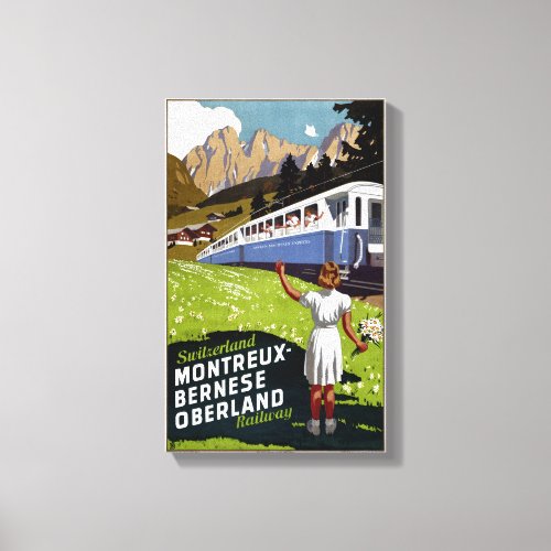 Switzerland Vintage Travel Poster Restored Canvas Print