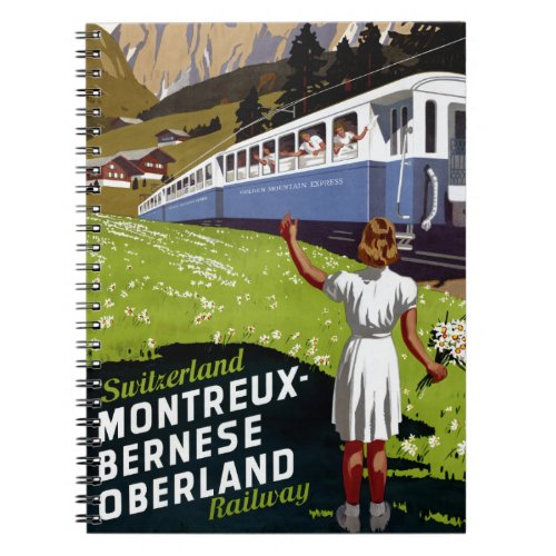 Switzerland Vintage Travel Poster Restored Notebook