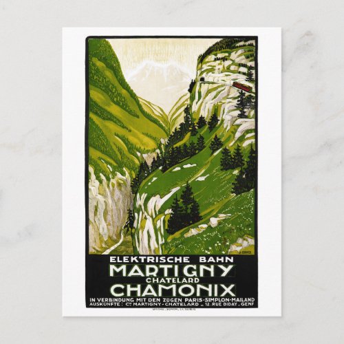 Switzerland Vintage Travel Poster Restored Postcard