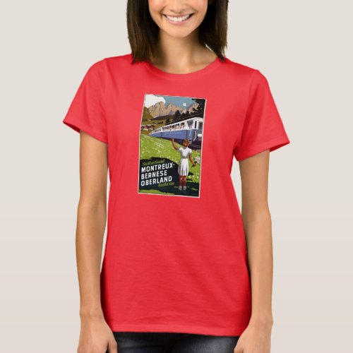 Switzerland Vintage Travel Poster Restored T_Shirt