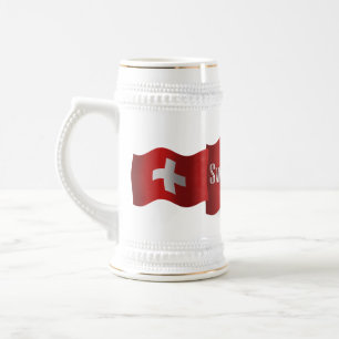 Switzerland Waving Flag Beer Stein