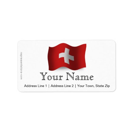 Switzerland Waving Flag Label