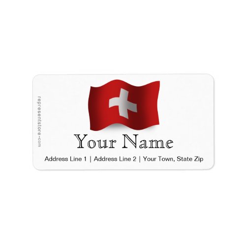 Switzerland Waving Flag Label