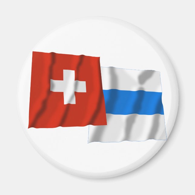 Switzerland & Zug Waving Flags Magnet (Front)