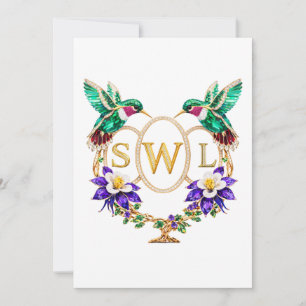 SWL Hummingbird Wedding Any Letters Custom  Invitation
