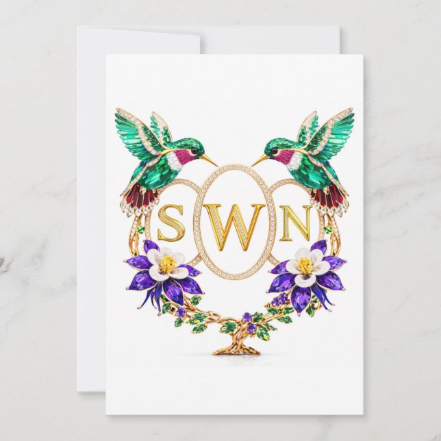 SWN Hummingbird Wedding Any Letters Custom CO Invitation (Front)