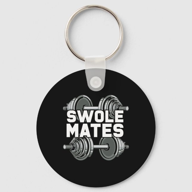 Swole Mates Powerlifting Gym Workout Swole Gainz  Keychain (Front)