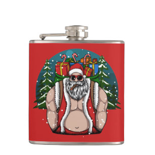 Swole Smokin’ Santa Funny Christmas Holiday Flask