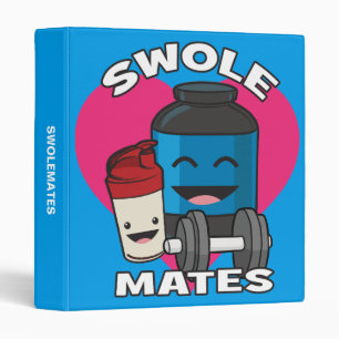 SWOLEMATES Funny Bodybuilding Protein Shake 3 Ring Binder