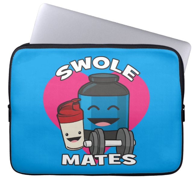 SWOLEMATES Funny Bodybuilding Protein Shake Laptop Sleeve (Front)