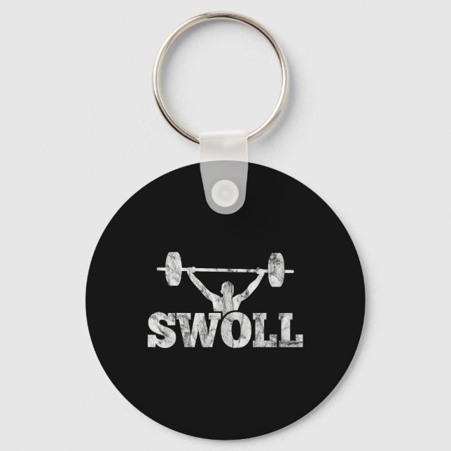 Swoll Funny Muscular Weightlifting And Bodybuildin Keychain (Front)