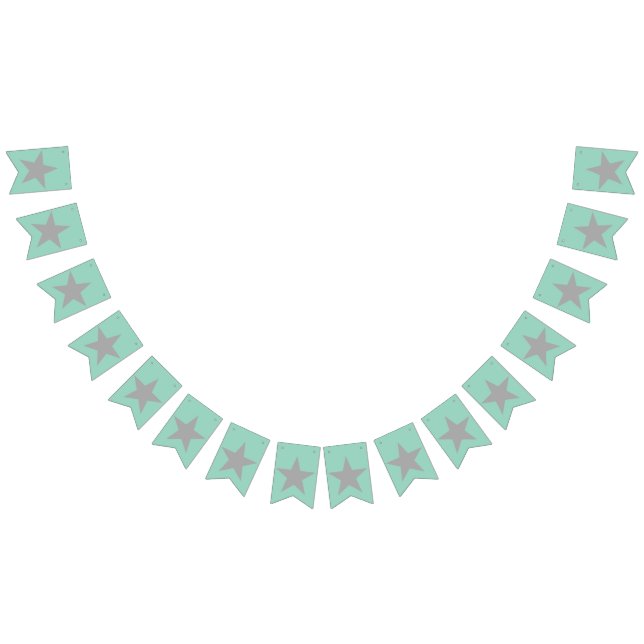 Swollowtail Bunting - Teal Background Grey Stars Flags (All)