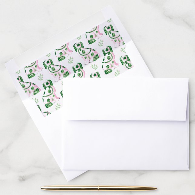 Swoon Staffordshire Dogs Sprig in Pink and Green Envelope Liner (Desk)