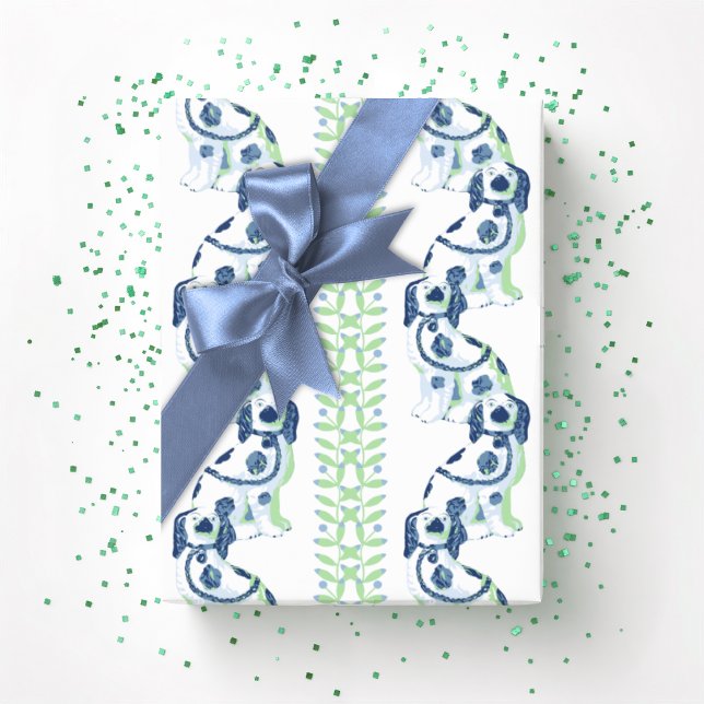Swoon Staffordshire Dogs Vine Slate and Green Wrapping Paper (Creator Uploaded)