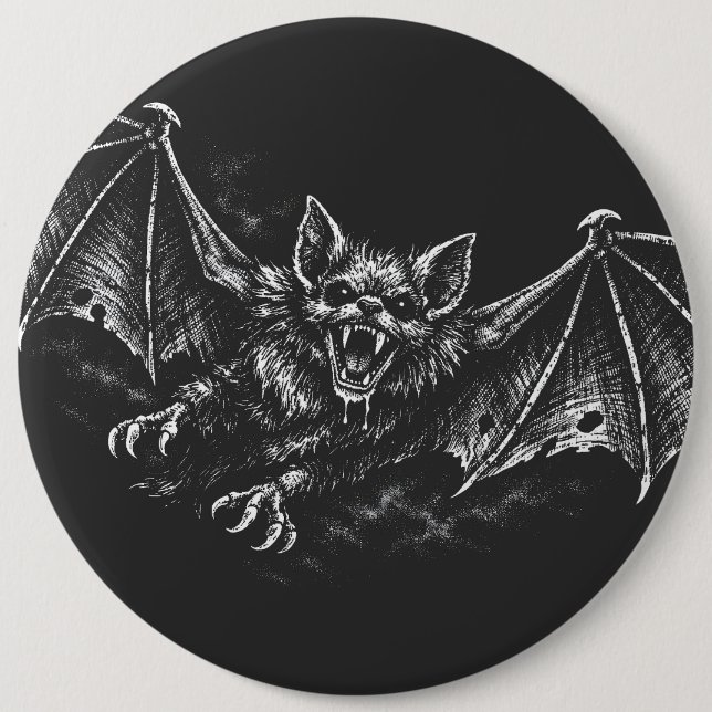 Swooping Bat - by BurnsInHell Button (Front)