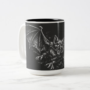 Swooping Bat - by BurnsInHell Two-Tone Coffee Mug