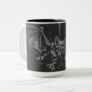 Swooping Bat - by BurnsInHell Two-Tone Coffee Mug
