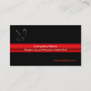 Swooping Black Eagle on black, red chrome-look Business Card