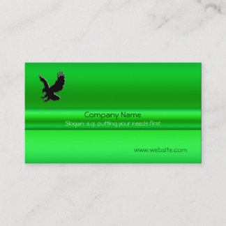 Swooping Black Eagle on green metallic-look effect Business Card