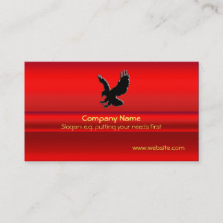 Swooping Black Eagle on red chrome-look effect Business Card