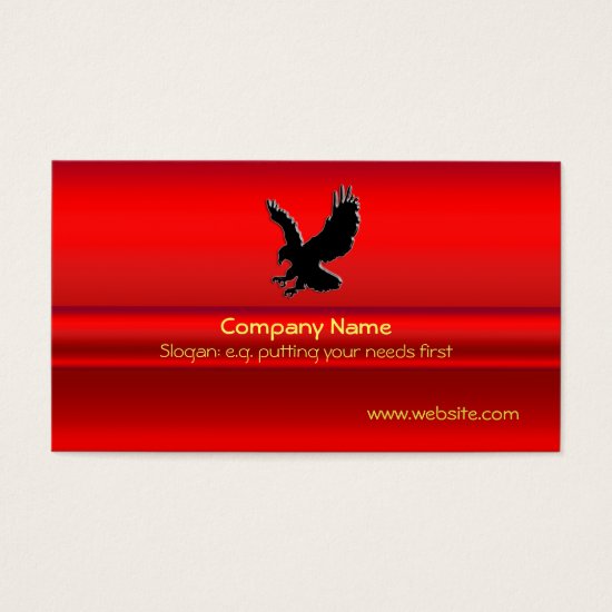 Swooping Black Eagle on red chrome-look effect Business Card