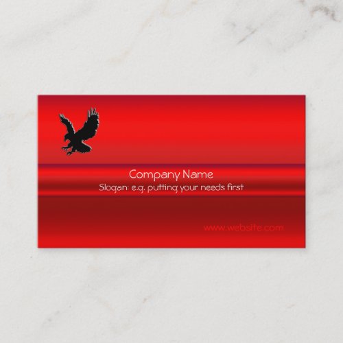 Swooping Black Eagle on red metallic_look effect Business Card