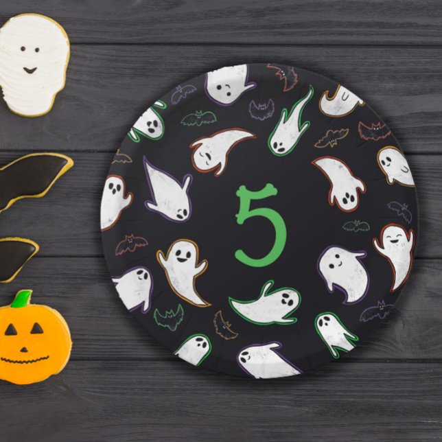 Swooping Ghosts & Bats Halloween Birthday Party Paper Plates (Creator Uploaded)