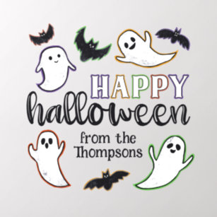 Swooping Ghosts & Bats Happy Halloween From Family Wall Decal