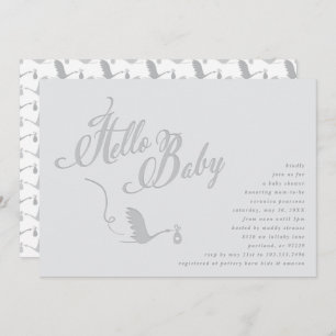 Swooping Stork Baby Shower Invitation