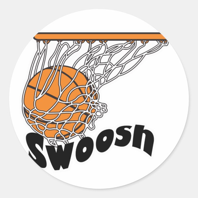 swoosh basketball classic round sticker (Front)