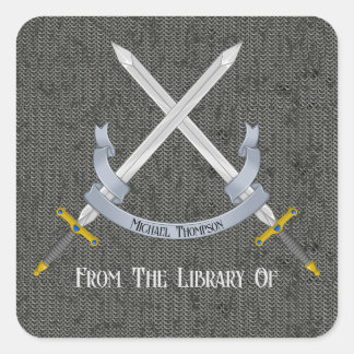 Sword and Chainmail From the Library of Square Sticker