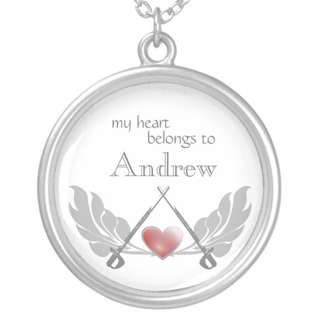 Sword and Heart Silver Plated Necklace (Front)