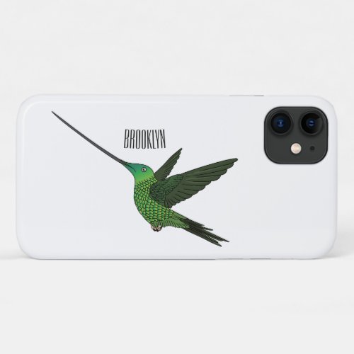 Sword_billed hummingbird cartoon illustration air  iPhone 11 case