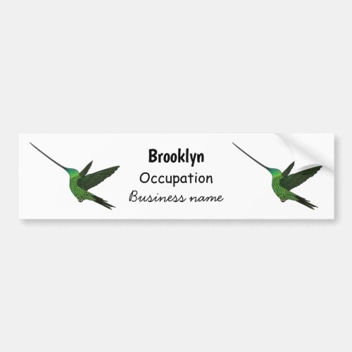 Sword_billed hummingbird cartoon illustration bumper sticker