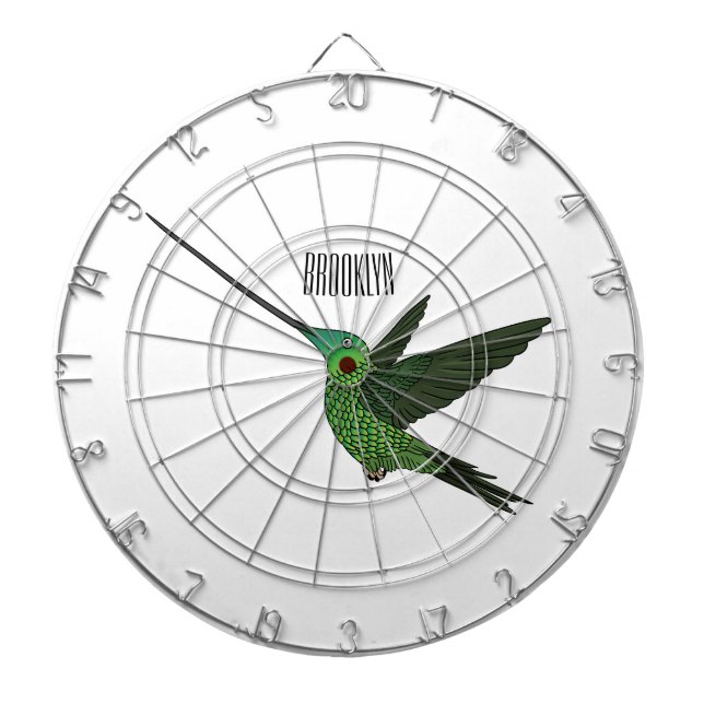 Sword-billed hummingbird cartoon illustration dart board (Front)