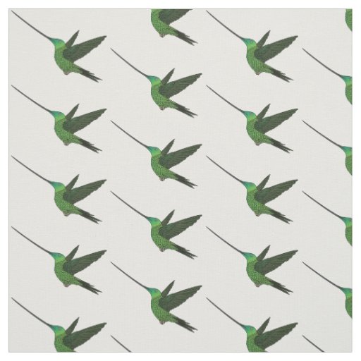 Sword-billed hummingbird cartoon illustration fabric