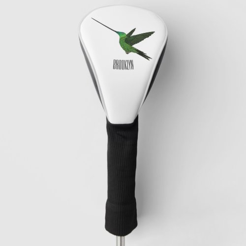 Sword_billed hummingbird cartoon illustration  golf head cover