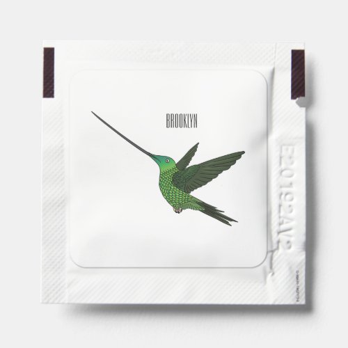 Sword_billed hummingbird cartoon illustration hand sanitizer packet