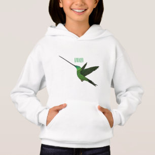 Sword-billed hummingbird cartoon illustration hoodie