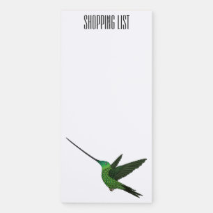 Sword-billed hummingbird cartoon illustration magnetic notepad