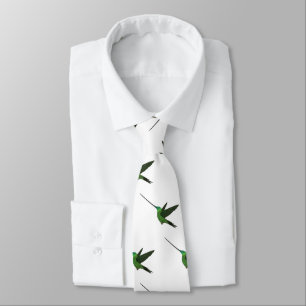 Sword-billed hummingbird cartoon illustration neck tie