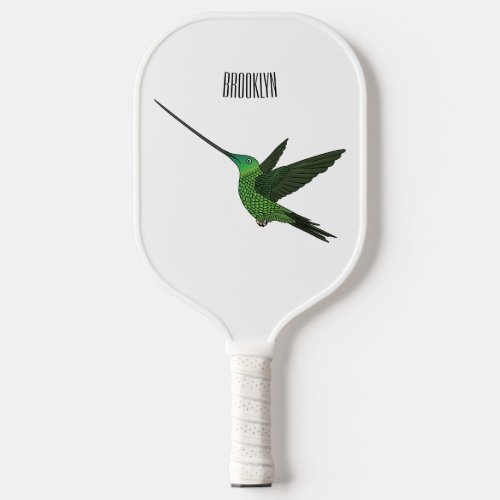 Sword_billed hummingbird cartoon illustration pickleball paddle