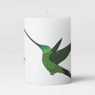 Sword-billed hummingbird cartoon illustration pillar candle