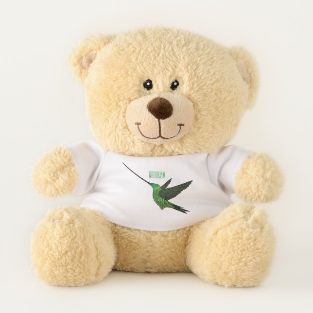 Sword-billed hummingbird cartoon illustration teddy bear (Front)