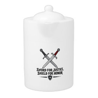 Sword For Justice Shield For Honor Fantasy Gaming Teapot