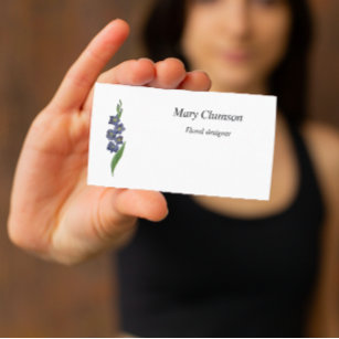 Sword Lily Purple Watercolor Floral Design Business Card