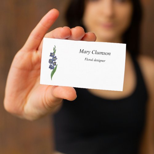 Sword Lily Purple Watercolor Floral Design Business Card