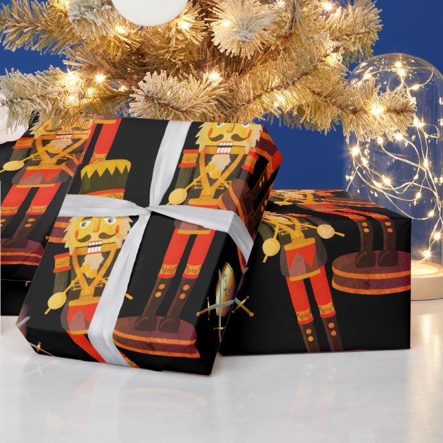 Sword Nutcracker Soldier Christmas Wrapping Paper (Holidays)