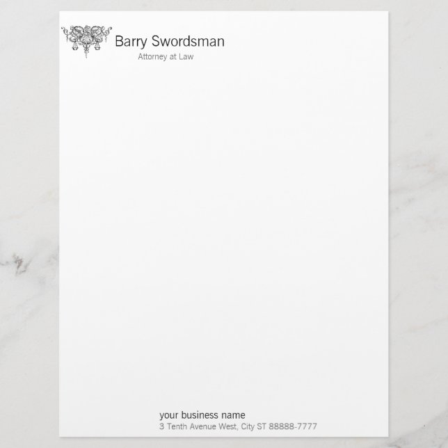Sword of Justice (with Scales) Letterhead (Front)